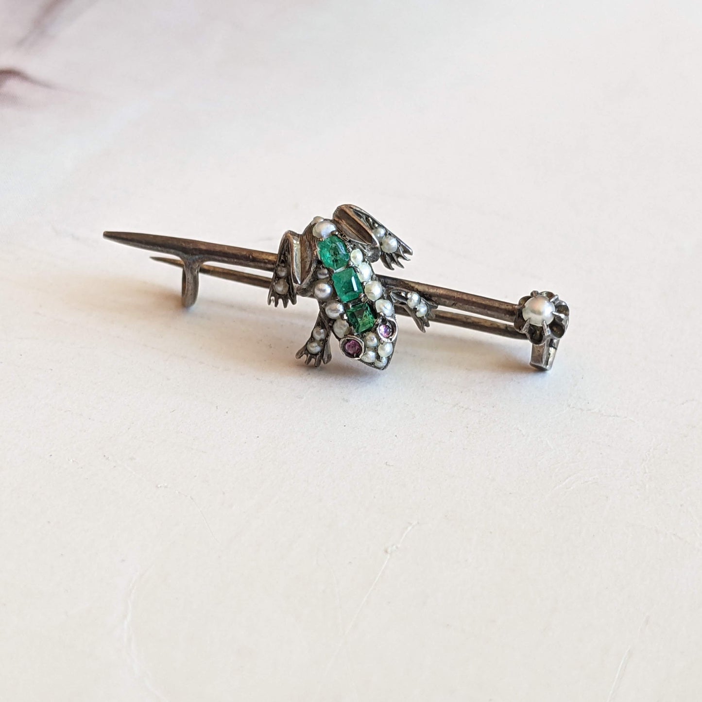 c. 1890s-1900s Silver Frog Brooch