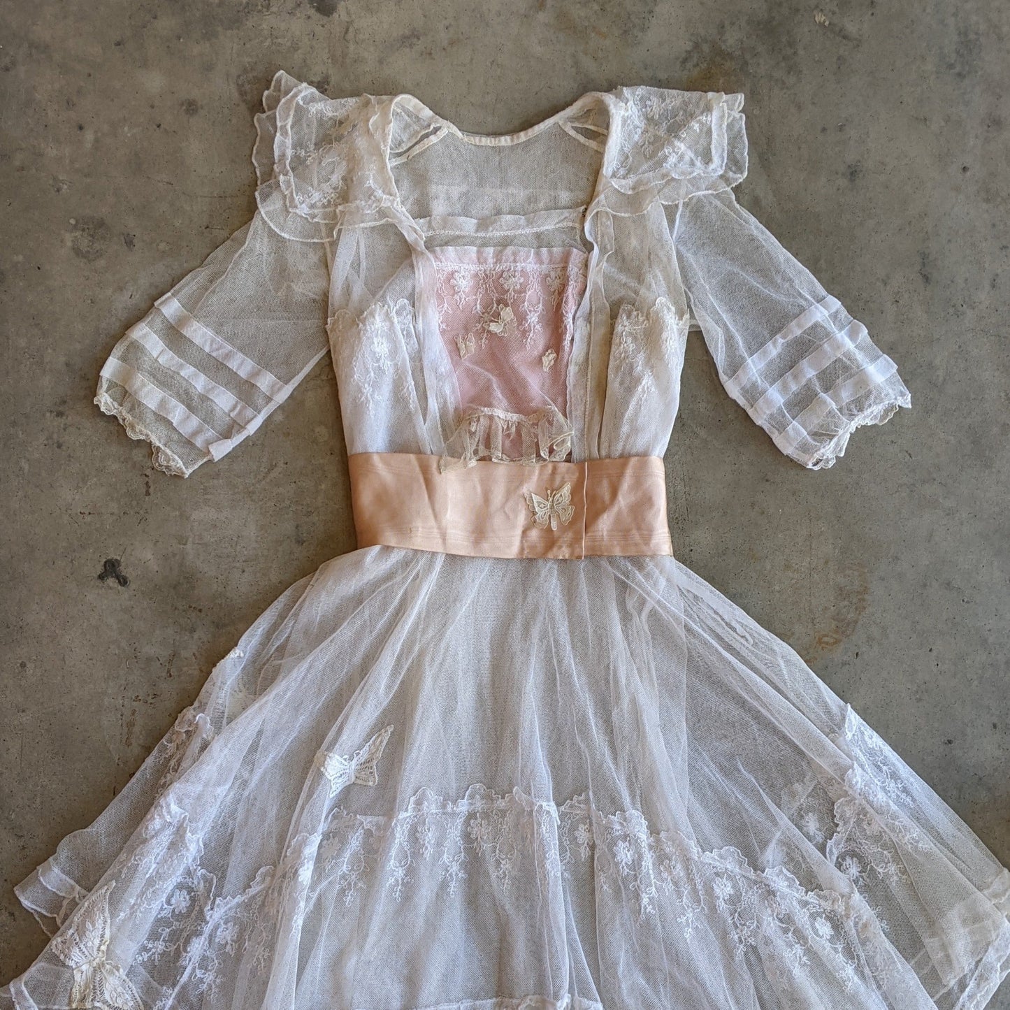 c. 1910s Net Lace Butterfly Dress