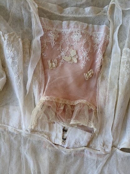 c. 1910s Net Lace Butterfly Dress