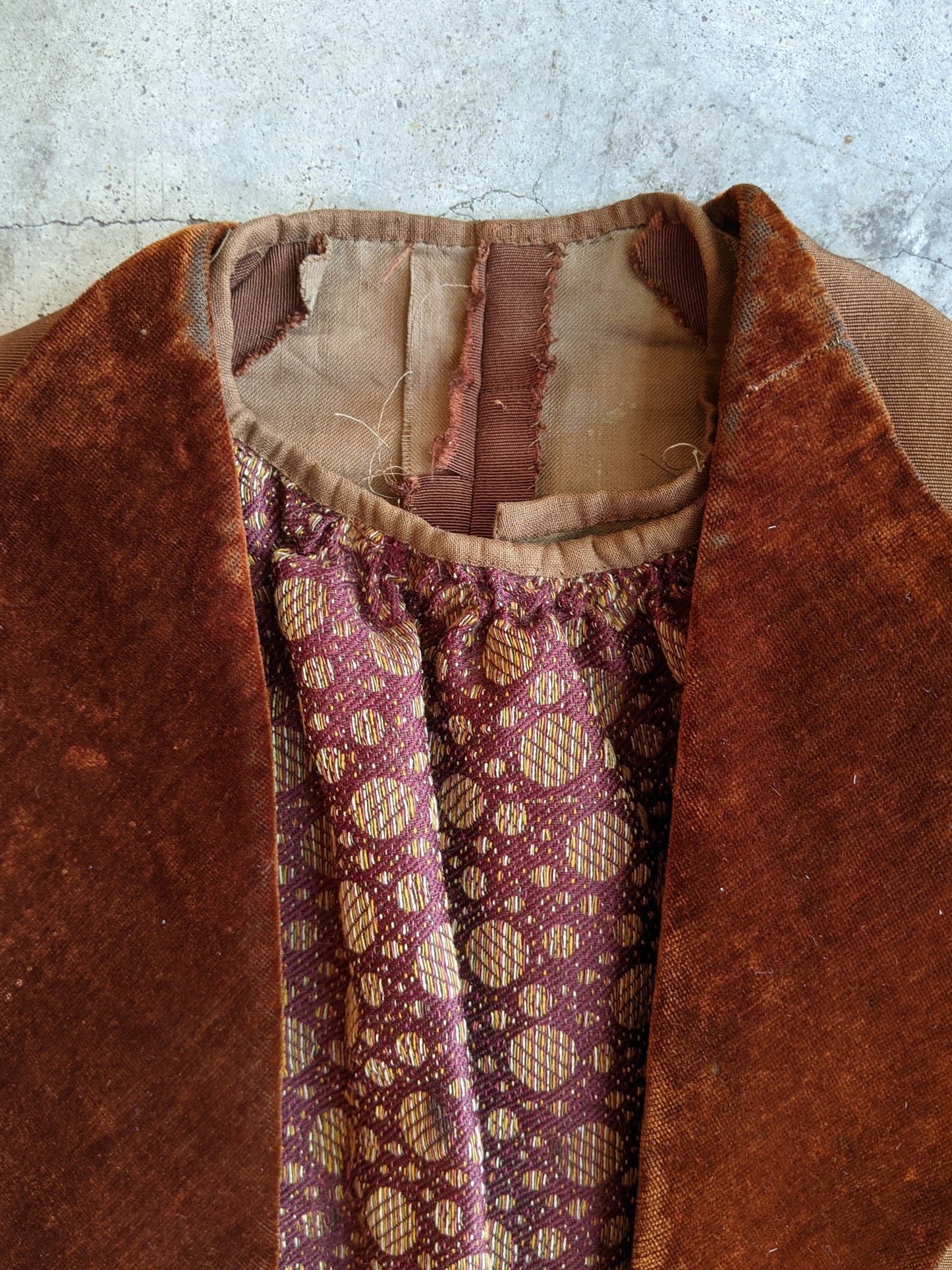 c. 1890s Silk + Velvet Novelty Print Bodice