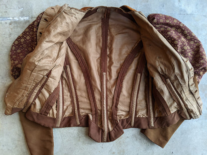 c. 1890s Silk + Velvet Novelty Print Bodice