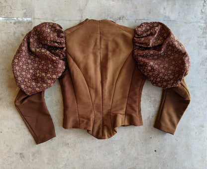 c. 1890s Silk + Velvet Novelty Print Bodice