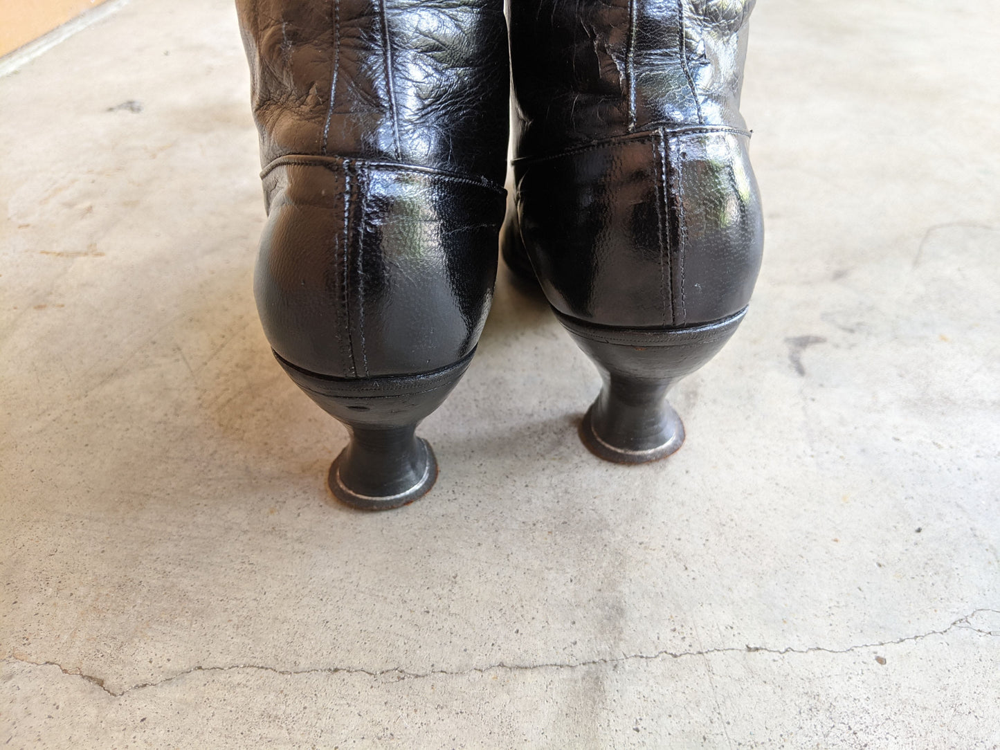 c. 1910s-1920s Black Louis Heel Boots | Approx Sz 5-6