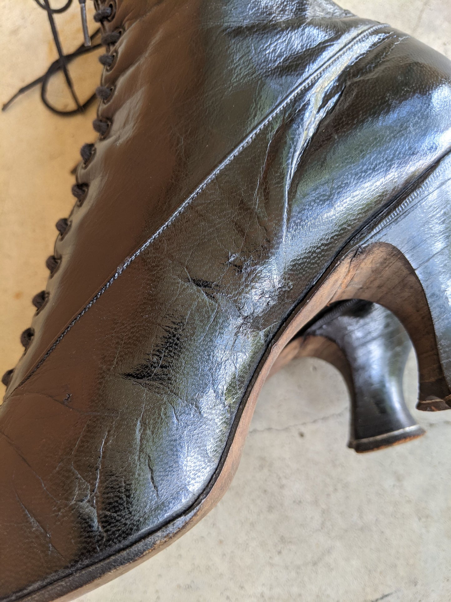 c. 1910s-1920s Black Louis Heel Boots | Approx Sz 5-6