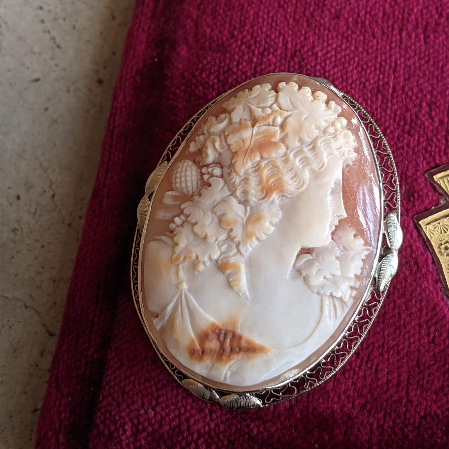 c. 1920 14k White Gold Bacchus / Dionysus Cameo