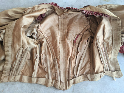 c. 1890s Gold and Burgundy Silk Dress | Study + Display