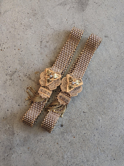 c. 1870s-1880s 14k Gold Mesh Bracelets Pair