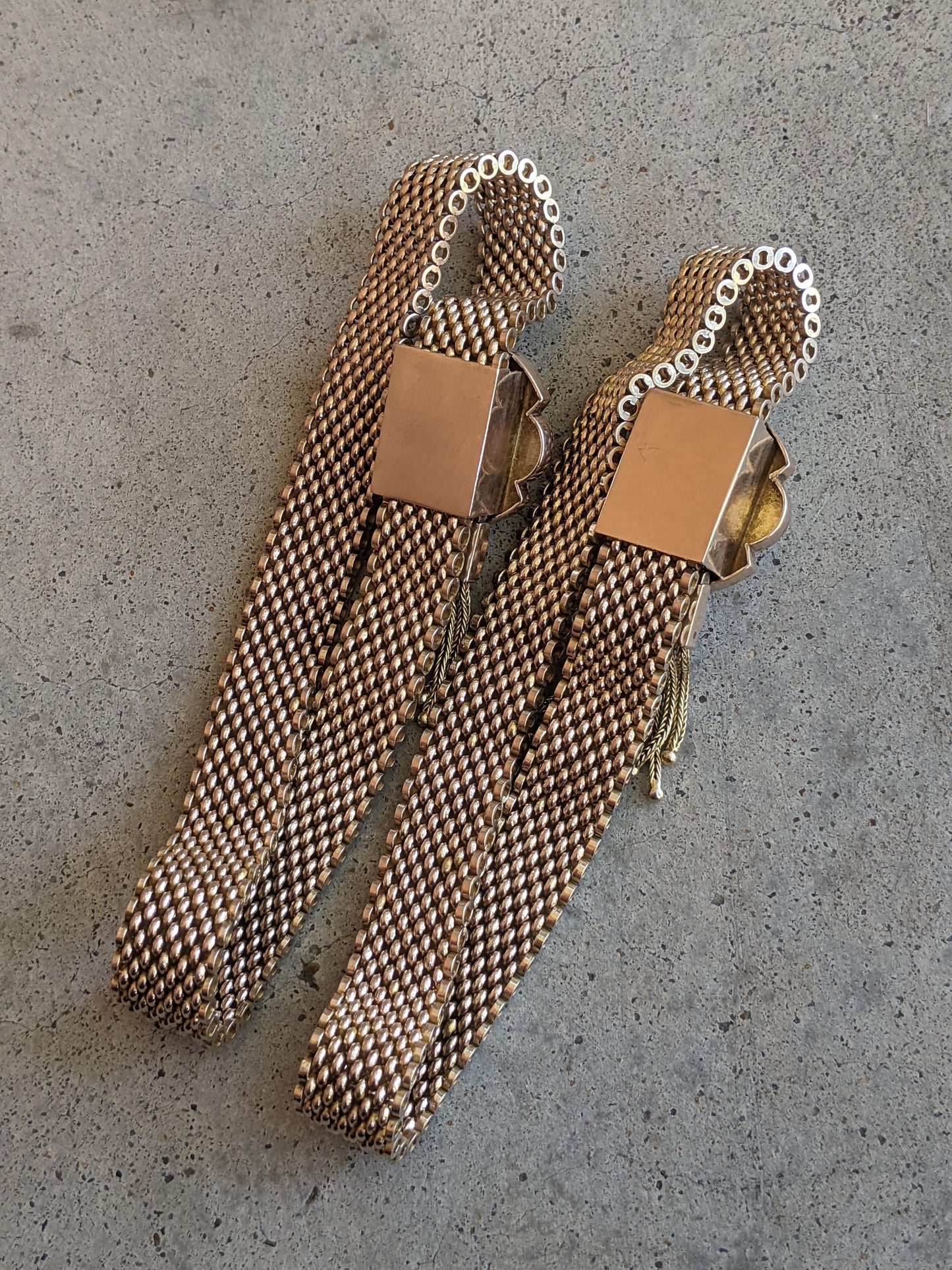 c. 1870s-1880s 14k Gold Mesh Bracelets Pair