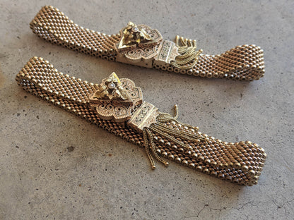 c. 1870s-1880s 14k Gold Mesh Bracelets Pair