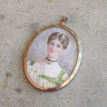 1930s Hand Painted Miniature Portrait