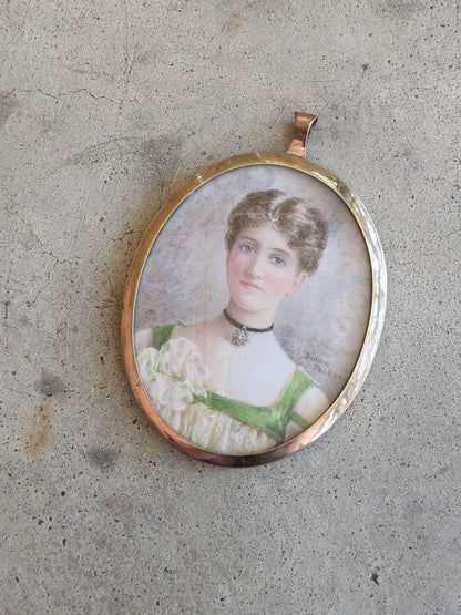 1930s Hand Painted Miniature Portrait