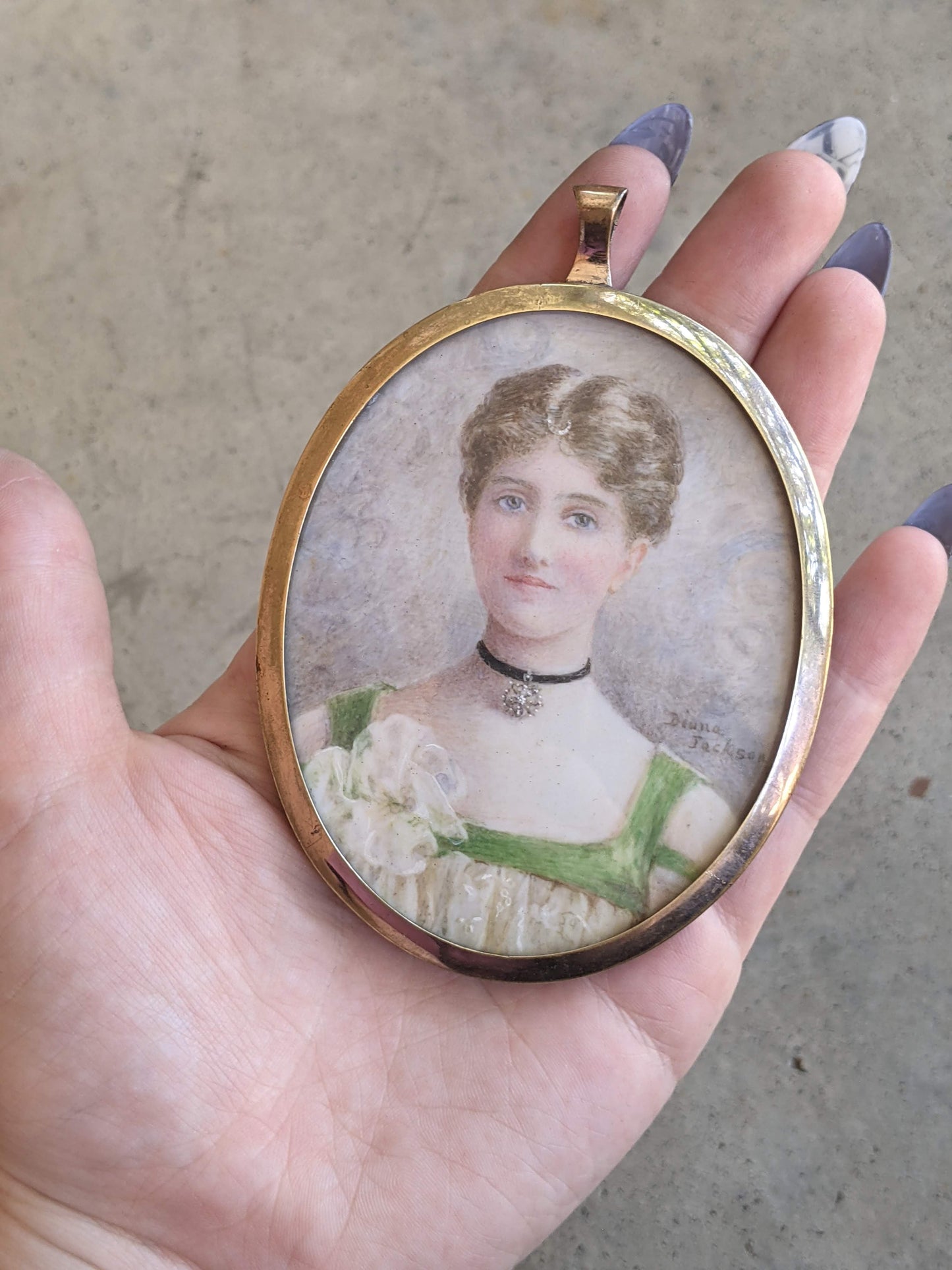 1930s Hand Painted Miniature Portrait