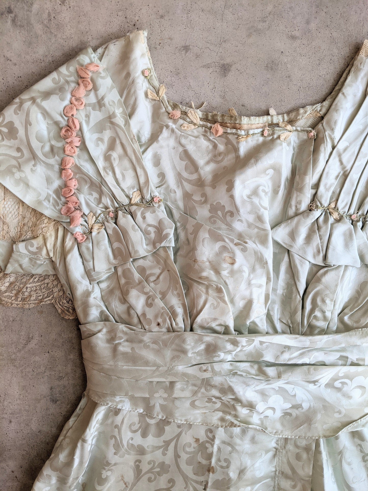 c. 1910 Seafoam Green Silk Gown | Study + Display
