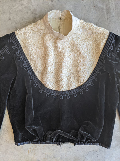 c. 1900s Black Velvet Bodice