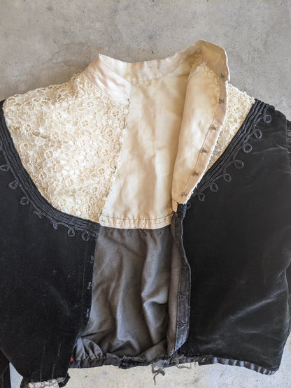 c. 1900s Black Velvet Bodice
