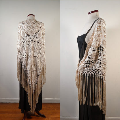 c. 1920s Cream Ribbon Shawl