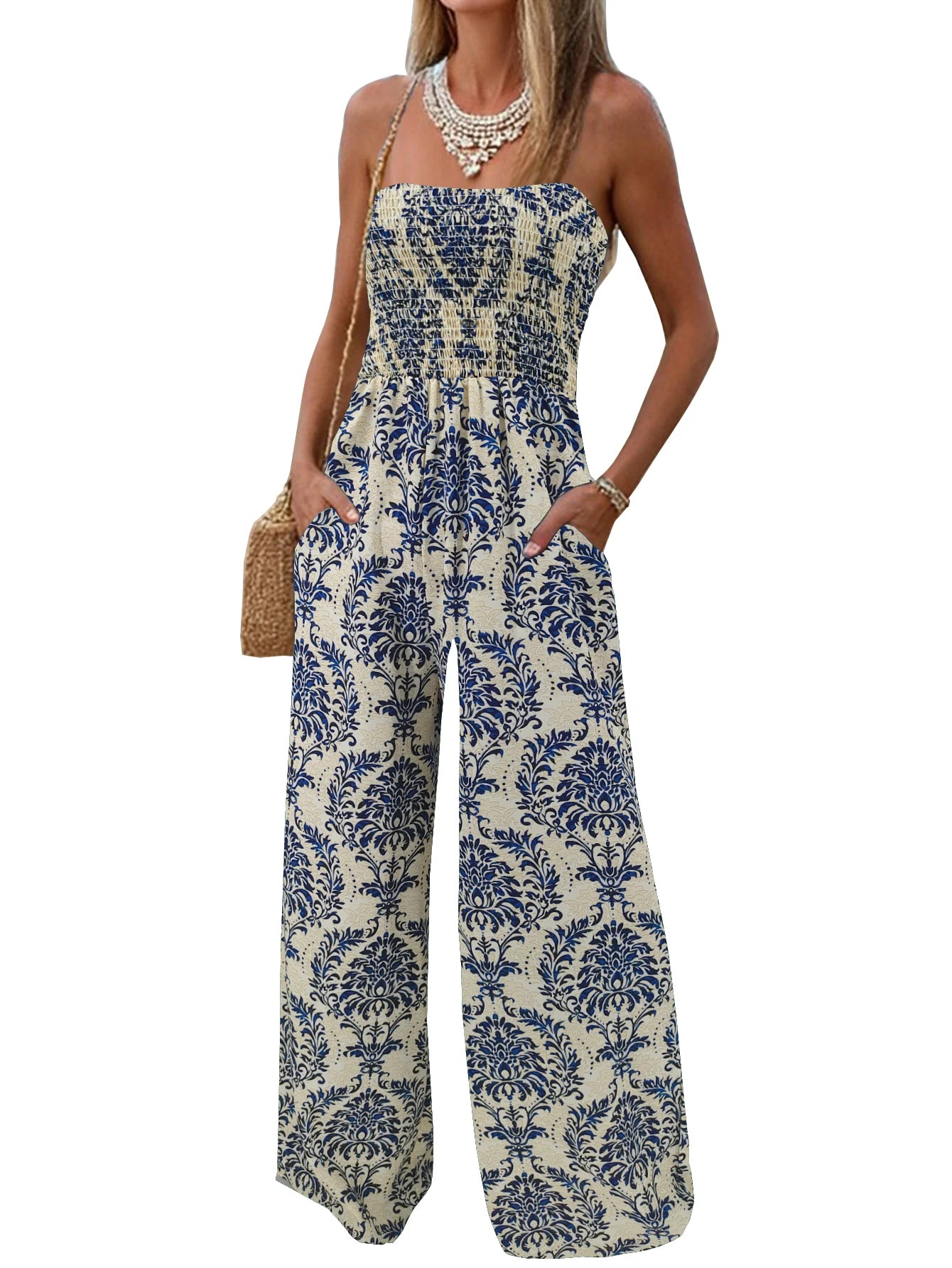 Women's Summer Printed Strapless Jumpsuit, Casual and SimpleThe Plug