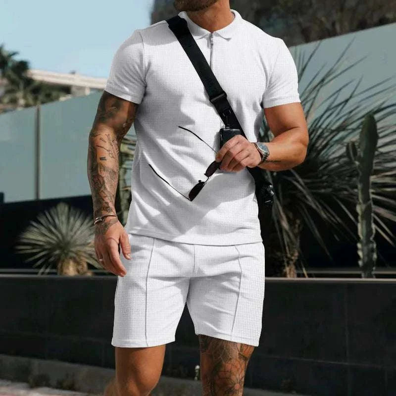Men's Summer Polo Short‑Sleeve & Shorts Set, Trendy Casual Polo ShirtThe Plug