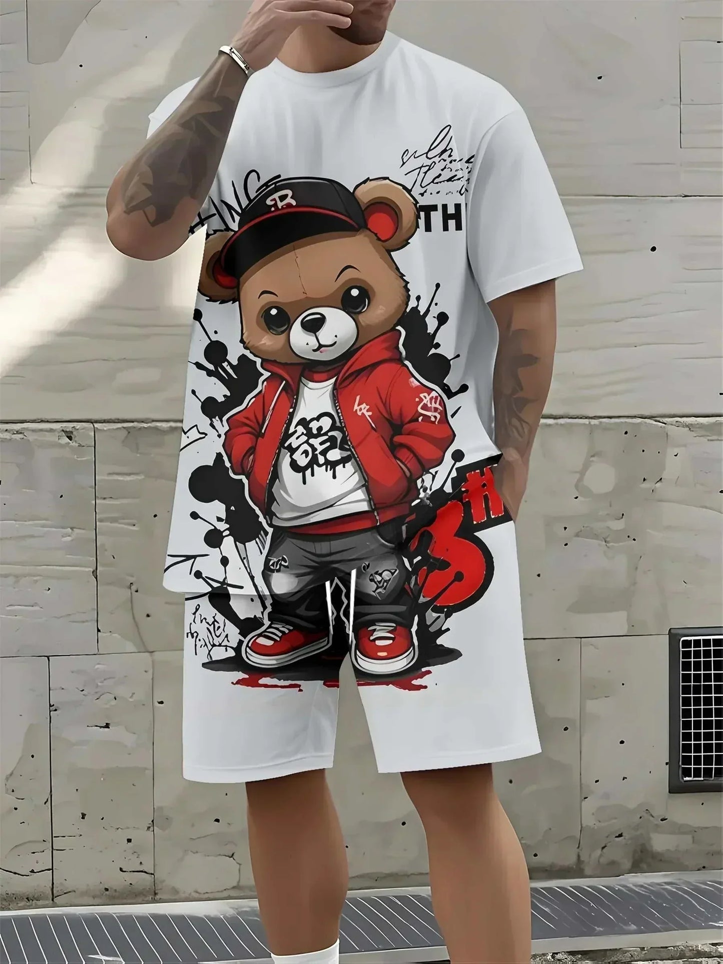 Trendy Men's Graphic teddy bear streetwear outfitThe Plug