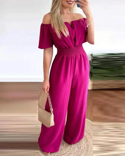 Jumpsuits for Women 2025 Spring Fashion Off Shoulder Casual Plain ShorThe Plug