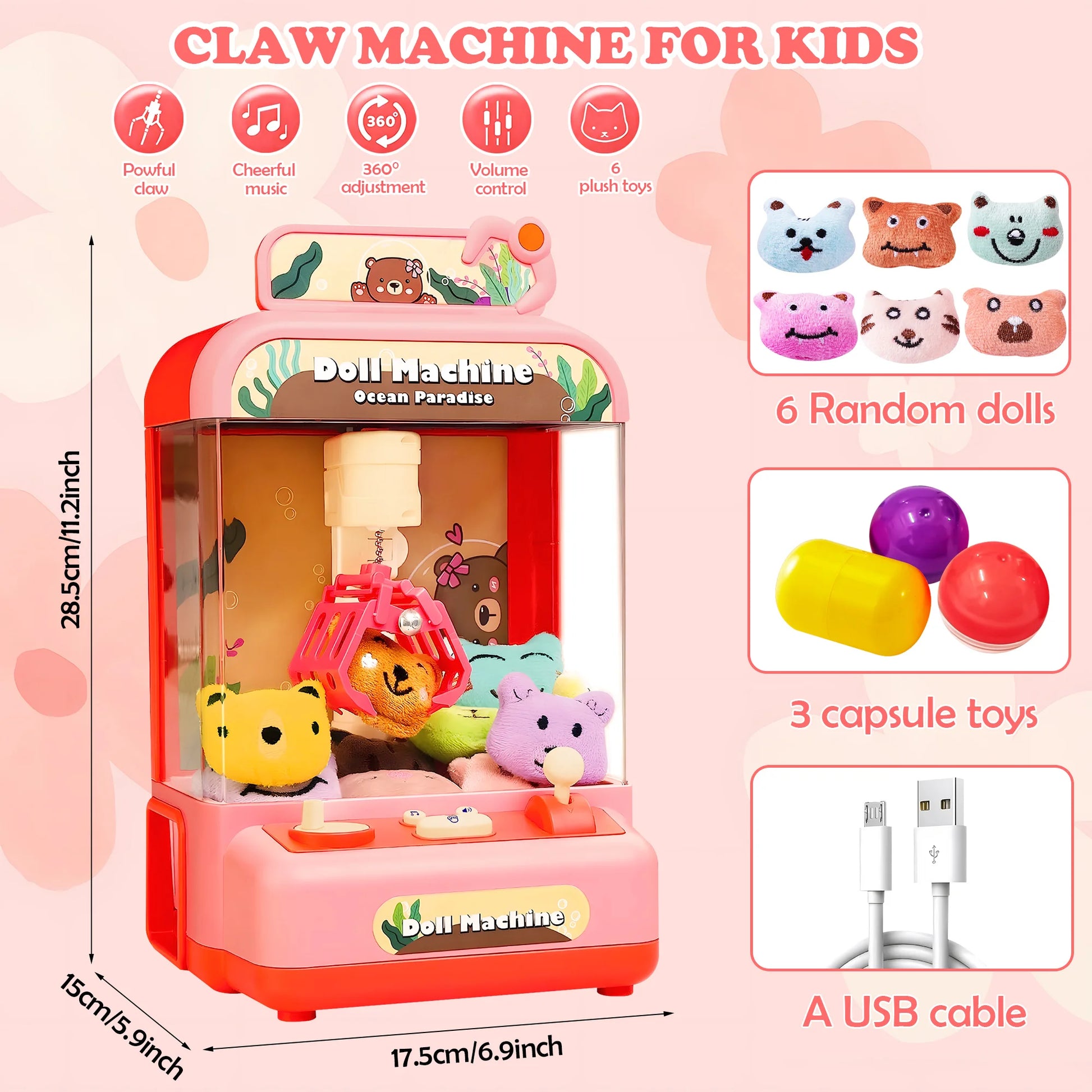 Mini Claw Machine for Kids Girl Toys for Ages 8-13 Arcade Game Toy ClaThe Plug