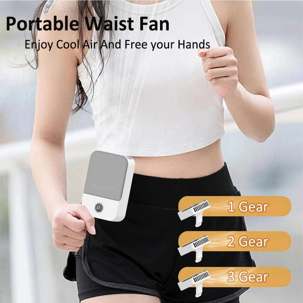 Waist Fan Portable Wearable Hanging Neck Fan USB Rechargeable Air CircThe Plug