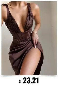 Kesiachiccly Double Layers Ruched Bodycon Dress Women Halter Bandage MThe Plug