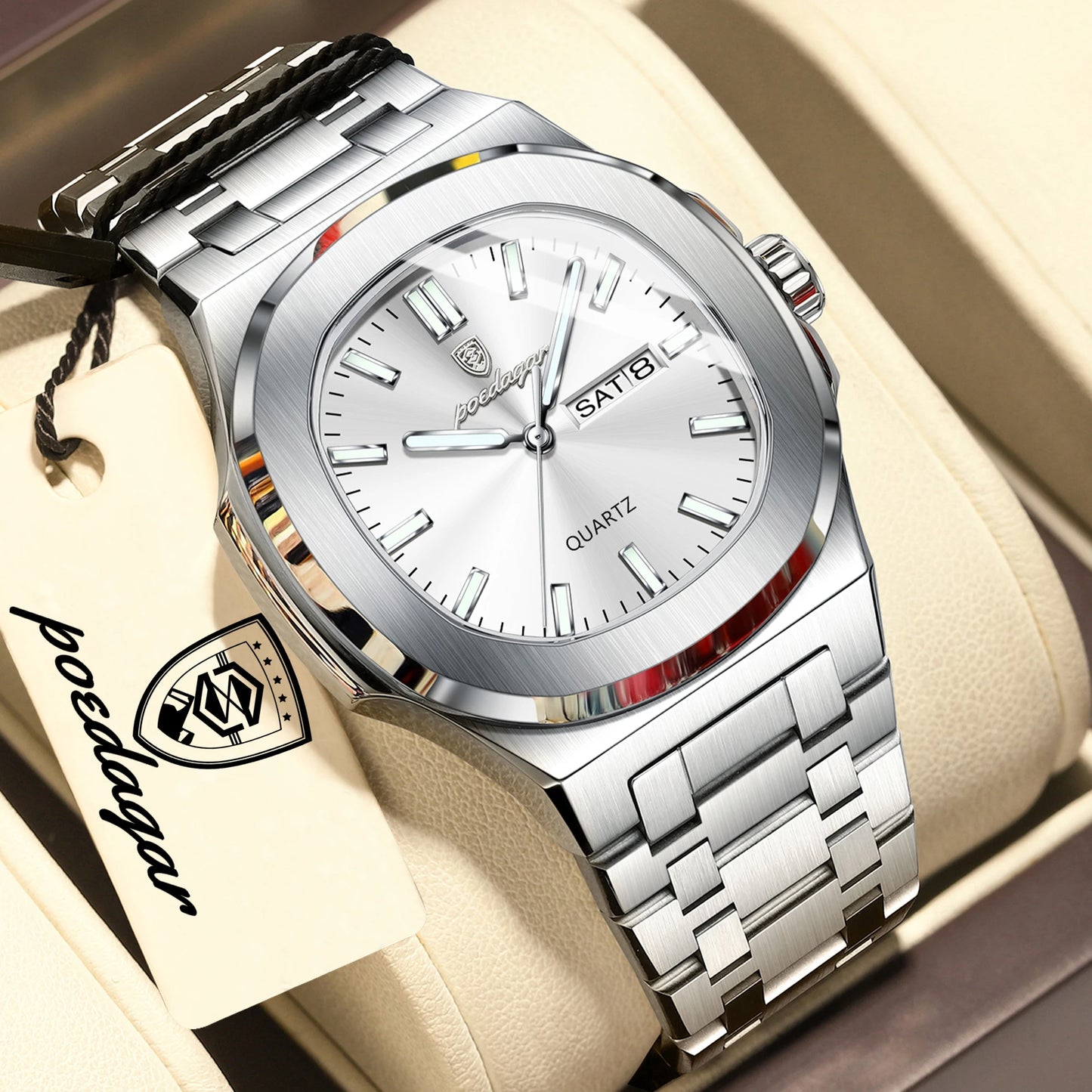 POEDAGAR Men's Luxury Quartz Watch – Waterproof & Luminous