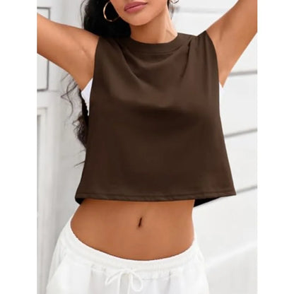 Fisoew Womens Workout Cropped Tank Tops Boxy Loose Fit Casual SleeveleThe Plug