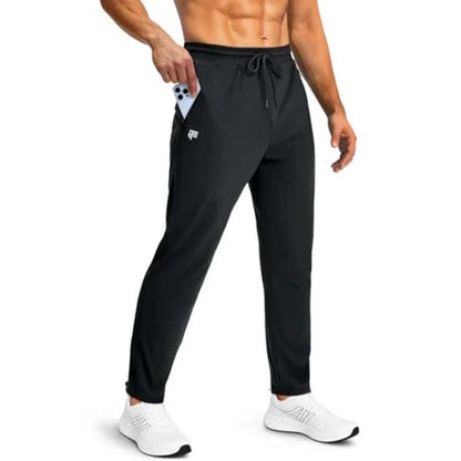 Men's sweatpants with zipper pockets for workout and gym fitness in polyester material