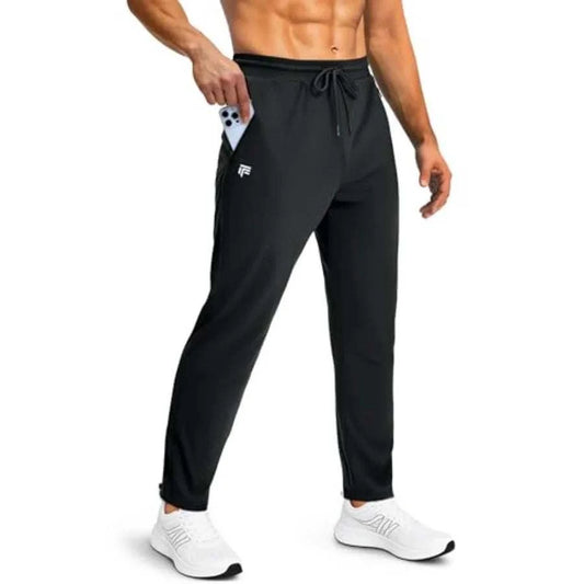 Men's sweatpants with zipper pockets for workout and gym fitness in polyester material