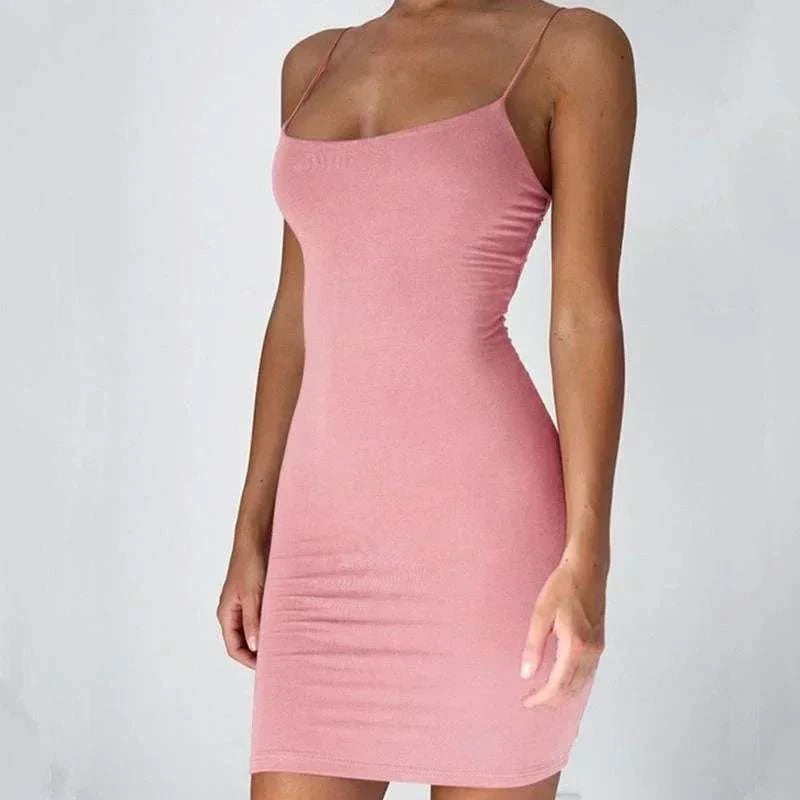 Summer Spaghetti Strap Mini Dress 2026 Women Sexy Bodycon Club Party DThe Plug