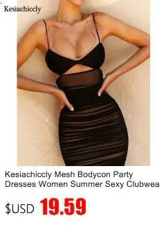 Kesiachiccly Double Layers Ruched Bodycon Dress Women Halter Bandage MThe Plug