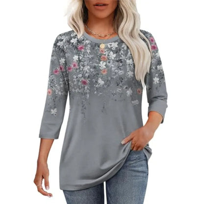 OFEEFAN 3/4 Length Sleeve Womens Tops Dressy Casual Blouses Crew Neck The Plug