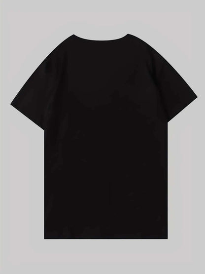 Graphic Print T-shirt, Short Sleeve Crew Neck Casual Top For Summer & The Plug