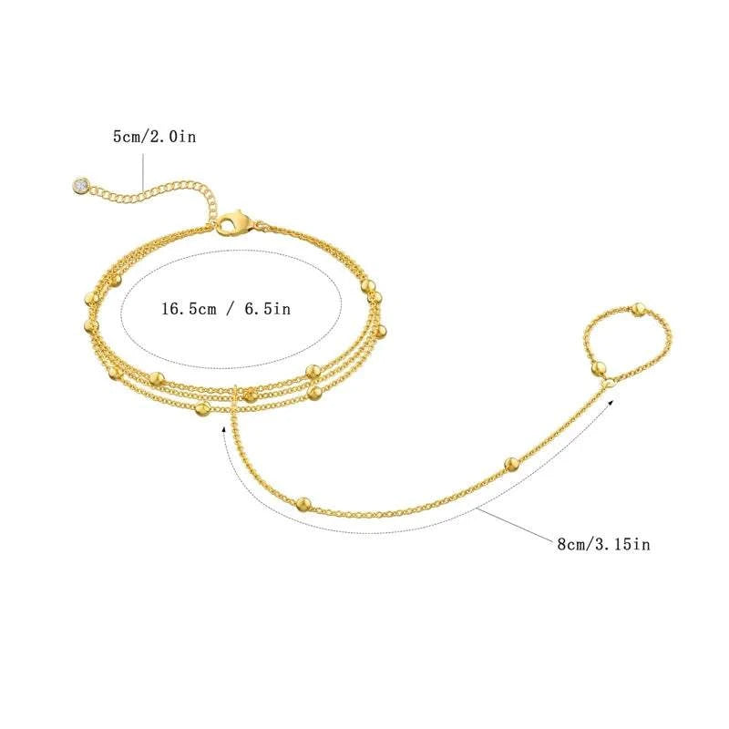 Multilayer Vintage Connected Finger Ring Bracelets for Women Handmade The Plug