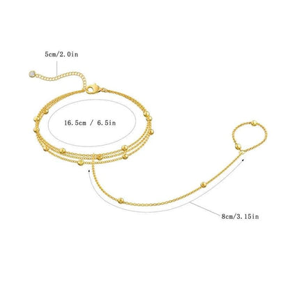 Multilayer Vintage Connected Finger Ring Bracelets for Women Handmade The Plug