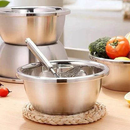 Stainless Steel Mixing Bowl Set, Multi-Purpose Kitchen Basin, EuropeanThe Plug
