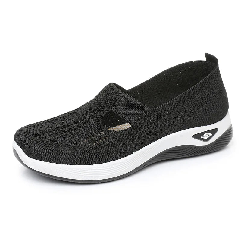 Women's Casual Mesh Sneakers – Cut-Out T-Strap & Cushioned Wedge SoleThe Plug
