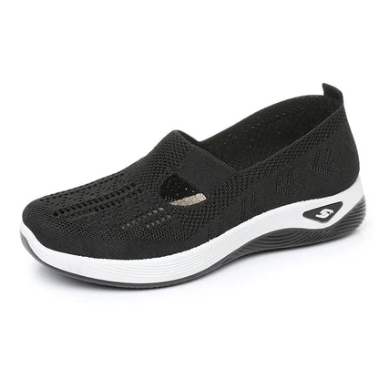 Women's Casual Mesh Sneakers – Cut-Out T-Strap & Cushioned Wedge SoleThe Plug