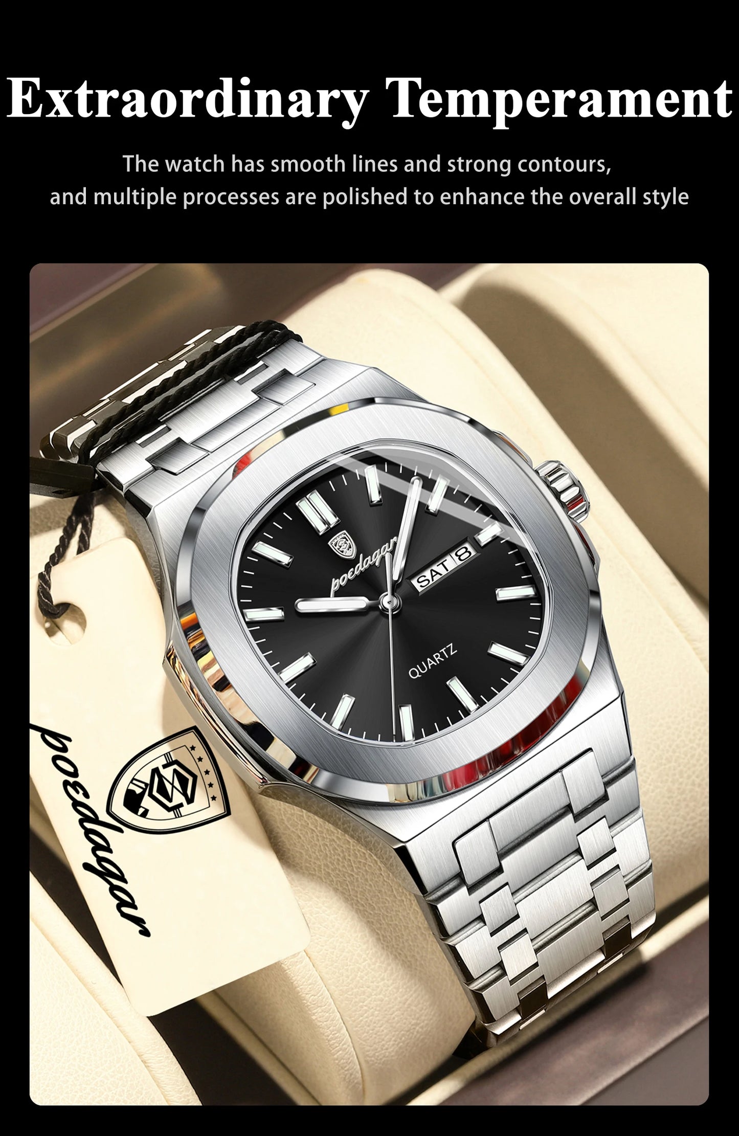 POEDAGAR Men's Luxury Quartz Watch – Waterproof & Luminous