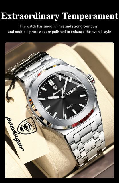 POEDAGAR Men's Luxury Quartz Watch – Waterproof & Luminous