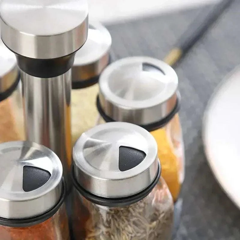 NEW Single Bottle Glass Jar and Spice Jar Set Rack Glass Seasoning SugThe Plug