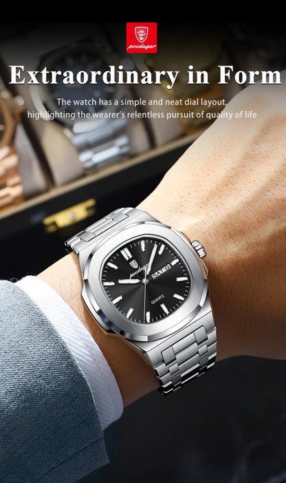 POEDAGAR Men's Luxury Quartz Watch – Waterproof & Luminous