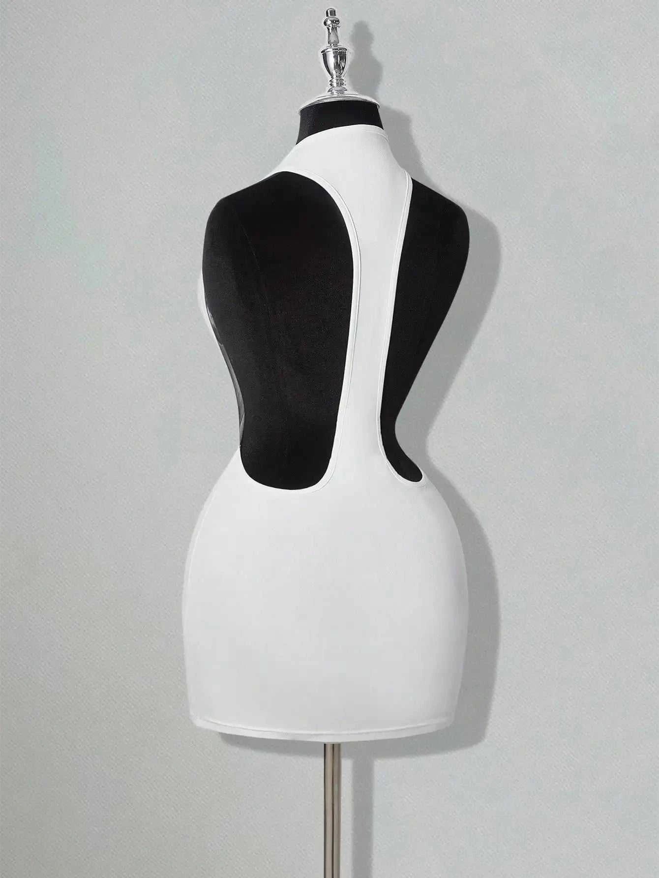 White Bodycon Mini Dress with Criss-Cross Backless DesignThe Plug