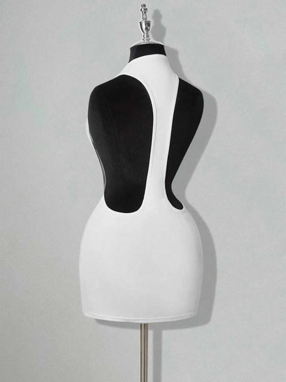 White Bodycon Mini Dress with Criss-Cross Backless DesignThe Plug