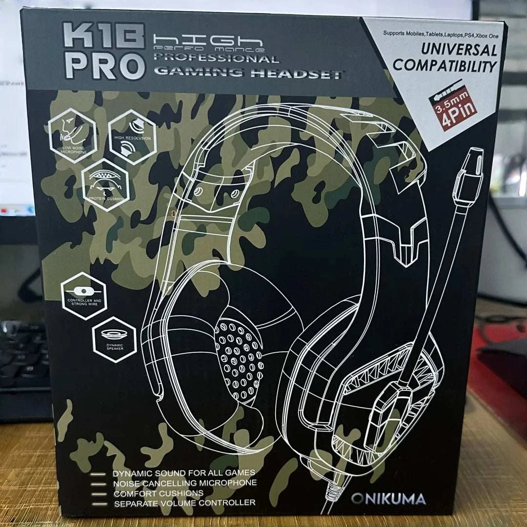 ONIKUMA K1B Pro Camo Elite Stereo Gaming Headset for PS4, Xbox, PC andThe Plug