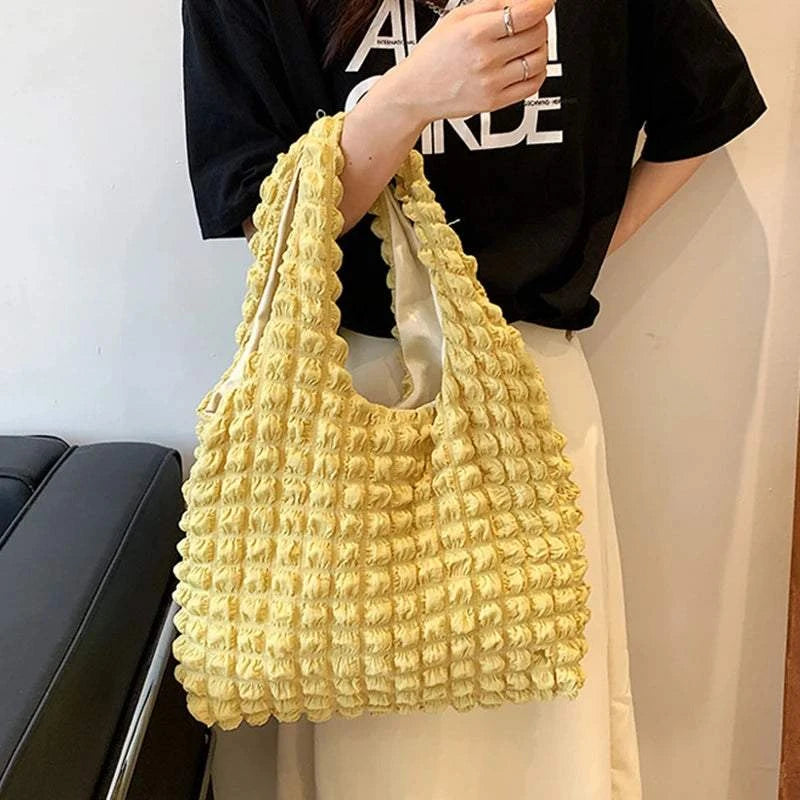Yogodlns Summer Pleated Cloud Bag Female Candy Color Large Capacity ShThe Plug