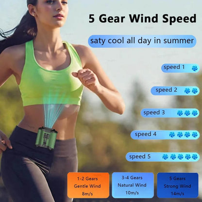 Waist Fan Mini Rechargeable Portable Fan with 10000mAh Power Bank USB The Plug