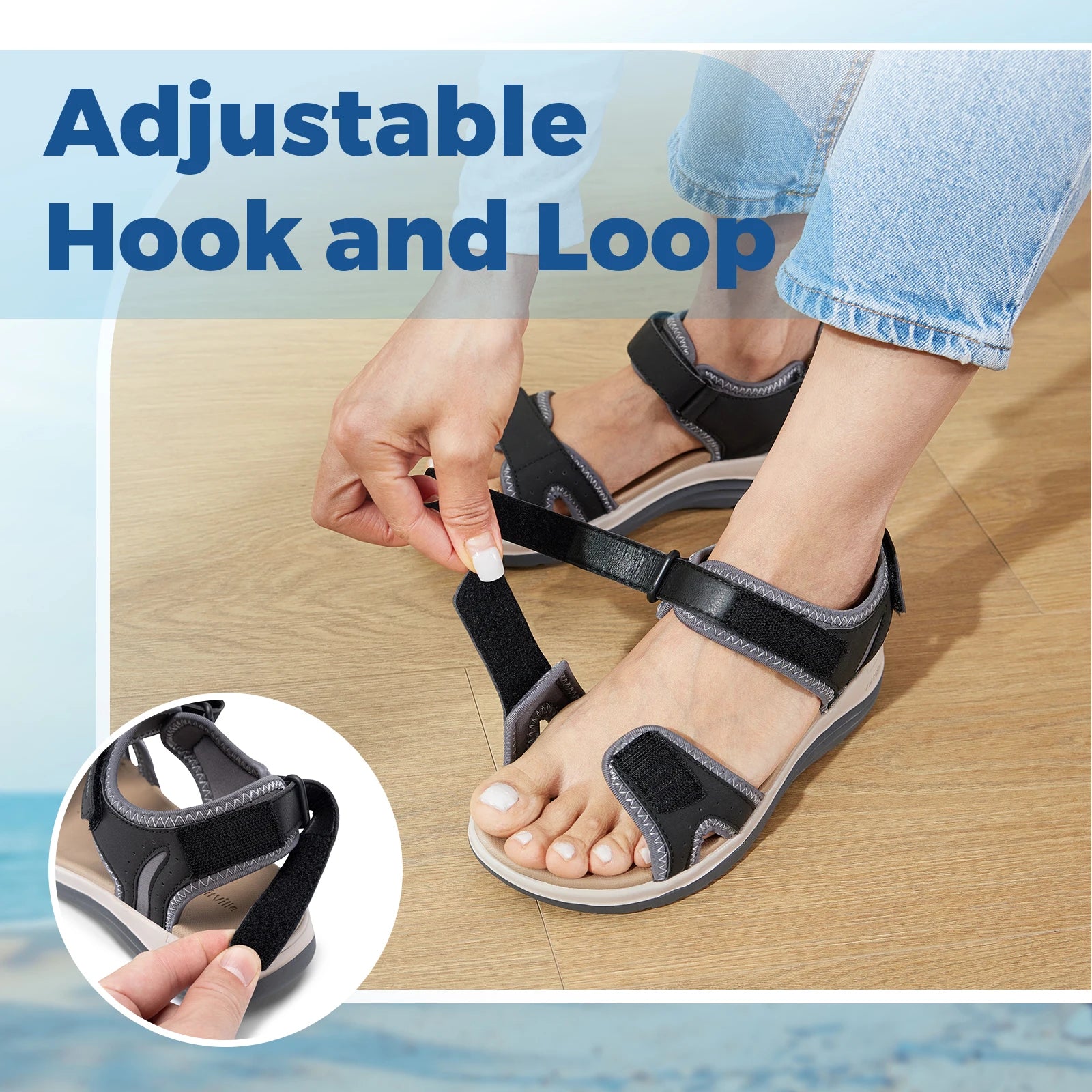 FitVille Women's Sandals  Adjustable Ankle Strap for Swollen and Flat The Plug